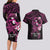 Polynesia Breast Cancer Awareness Couples Matching Long Sleeve Bodycon Dress and Hawaiian Shirt Pink Ribbon No One Fights Alone - Black