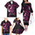 Polynesia Breast Cancer Awareness Family Matching Off The Shoulder Long Sleeve Dress and Hawaiian Shirt Pink Ribbon No One Fights Alone - Black