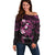 Polynesia Breast Cancer Awareness Off Shoulder Sweater Pink Ribbon No One Fights Alone - Black