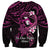 Polynesia Breast Cancer Awareness Sweatshirt Pink Ribbon No One Fights Alone - Black