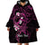 Polynesia Breast Cancer Awareness Wearable Blanket Hoodie Pink Ribbon No One Fights Alone - Black