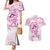 Polynesia Breast Cancer Awareness Couples Matching Mermaid Dress and Hawaiian Shirt Pink Ribbon No One Fights Alone - White