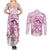 Polynesia Breast Cancer Awareness Couples Matching Summer Maxi Dress and Long Sleeve Button Shirt Pink Ribbon No One Fights Alone - White