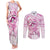 Polynesia Breast Cancer Awareness Couples Matching Tank Maxi Dress and Long Sleeve Button Shirt Pink Ribbon No One Fights Alone - White