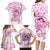 Polynesia Breast Cancer Awareness Family Matching Long Sleeve Bodycon Dress and Hawaiian Shirt Pink Ribbon No One Fights Alone - White