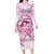 Polynesia Breast Cancer Awareness Family Matching Long Sleeve Bodycon Dress and Hawaiian Shirt Pink Ribbon No One Fights Alone - White