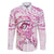 Polynesia Breast Cancer Awareness Family Matching Mermaid Dress and Hawaiian Shirt Pink Ribbon No One Fights Alone - White