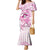 Polynesia Breast Cancer Awareness Family Matching Mermaid Dress and Hawaiian Shirt Pink Ribbon No One Fights Alone - White