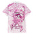 Polynesia Breast Cancer Awareness Family Matching Off The Shoulder Long Sleeve Dress and Hawaiian Shirt Pink Ribbon No One Fights Alone - White