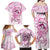 Polynesia Breast Cancer Awareness Family Matching Off Shoulder Maxi Dress and Hawaiian Shirt Pink Ribbon No One Fights Alone - White