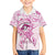 Polynesia Breast Cancer Awareness Family Matching Off Shoulder Short Dress and Hawaiian Shirt Pink Ribbon No One Fights Alone - White