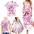 Polynesia Breast Cancer Awareness Family Matching Summer Maxi Dress and Hawaiian Shirt Pink Ribbon No One Fights Alone - White