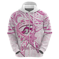 Polynesia Breast Cancer Awareness Hoodie Pink Ribbon No One Fights Alone - White