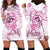 Polynesia Breast Cancer Awareness Hoodie Dress Pink Ribbon No One Fights Alone - White