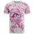 Polynesia Breast Cancer Awareness T Shirt Pink Ribbon No One Fights Alone - White