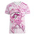 Polynesia Breast Cancer Awareness Women V-Neck T-Shirt Pink Ribbon No One Fights Alone - White