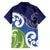 Southland New Zealand Family Matching Off The Shoulder Long Sleeve Dress and Hawaiian Shirt Maori Koru Flag Color