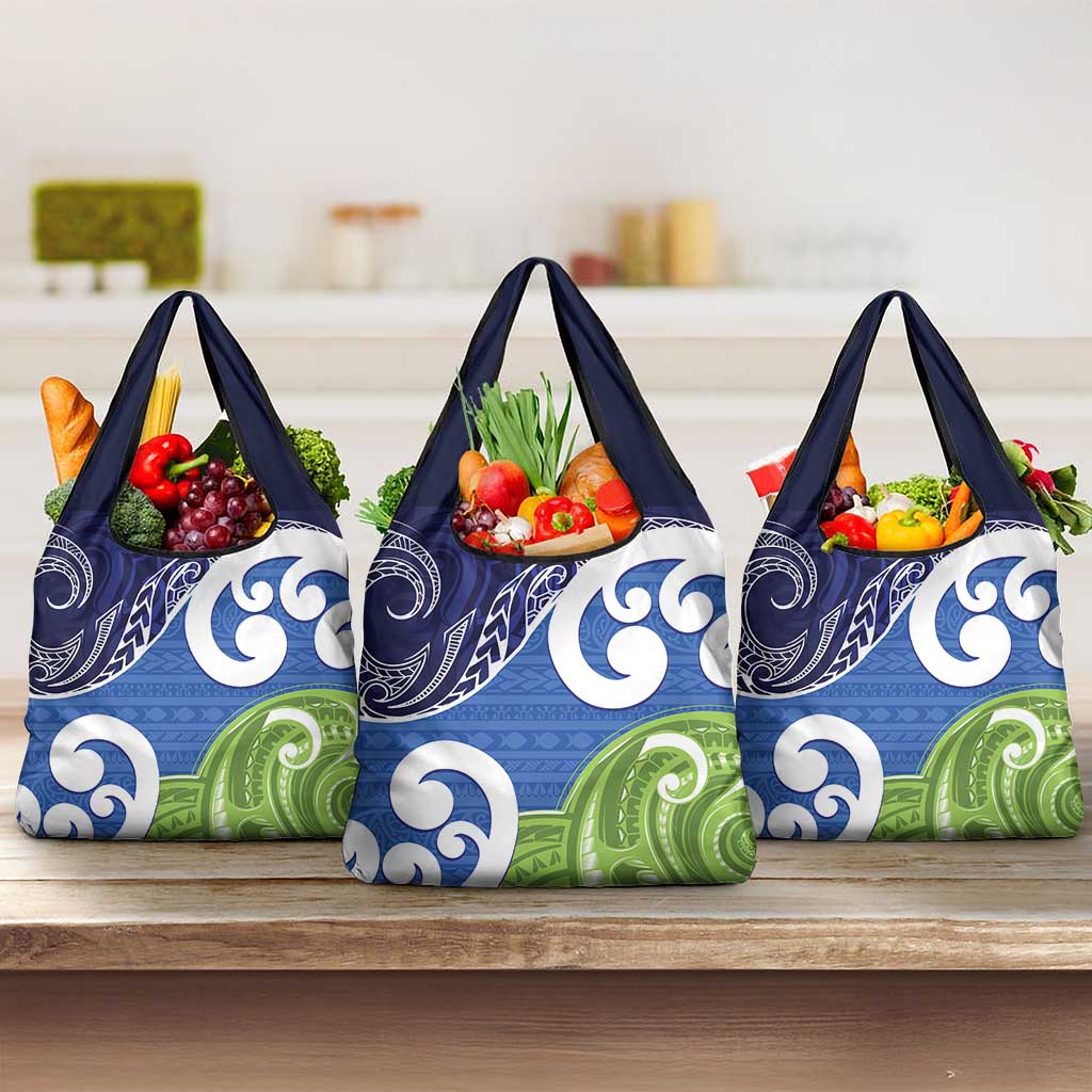 Southland New Zealand Grocery Bag Maori Koru Flag Color LT14 3-pack One Size Blue - Polynesian Pride