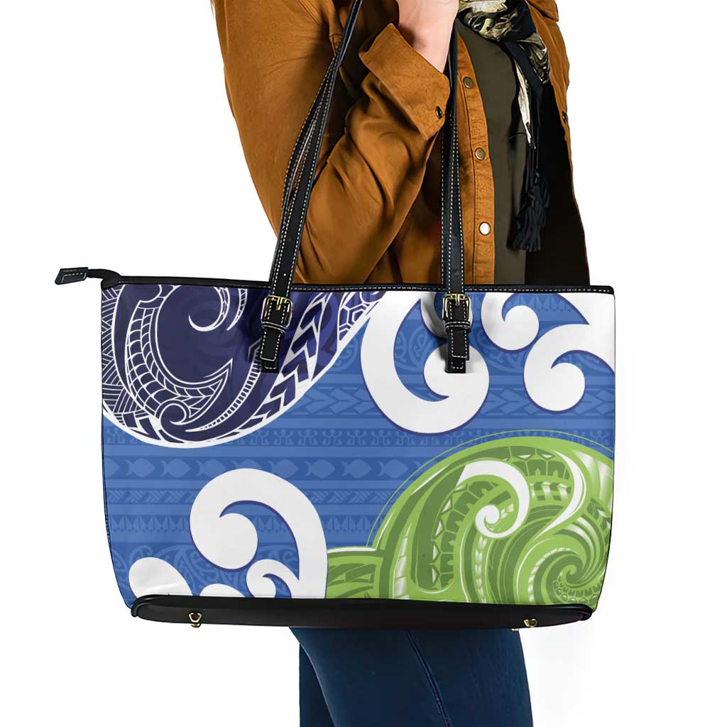 Southland New Zealand Leather Tote Bag Maori Koru Flag Color LT14 - Polynesian Pride