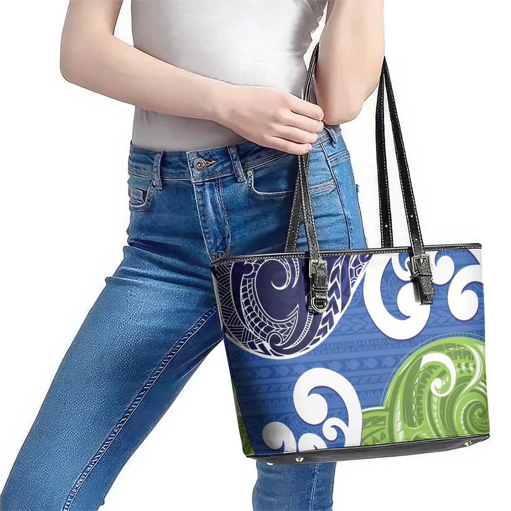 Southland New Zealand Leather Tote Bag Maori Koru Flag Color LT14 - Polynesian Pride