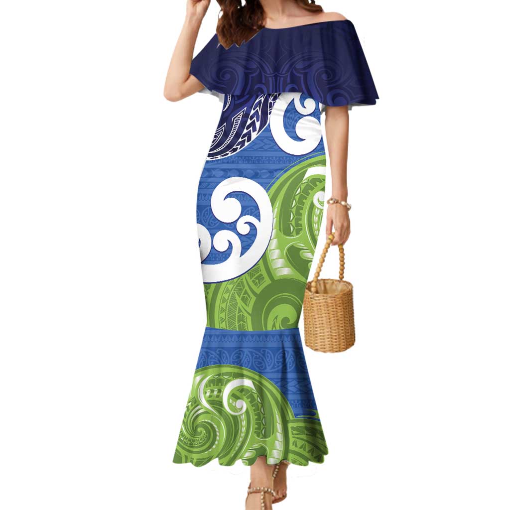 Southland New Zealand Mermaid Dress Maori Koru Flag Color