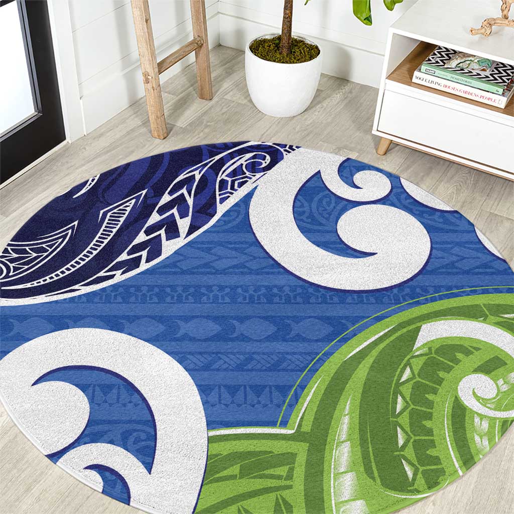 Southland New Zealand Round Carpet Maori Koru Flag Color