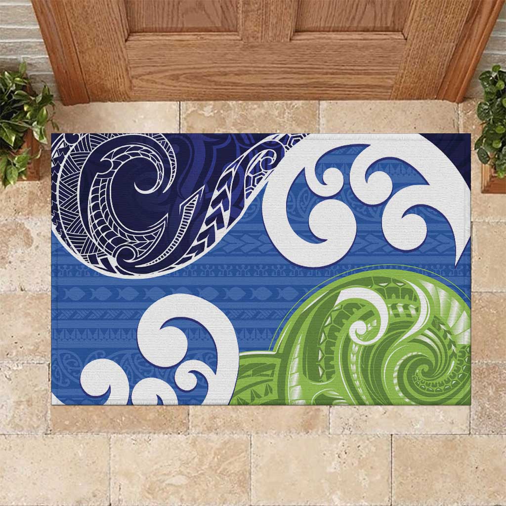Southland New Zealand Rubber Doormat Maori Koru Flag Color LT14 Blue - Polynesian Pride