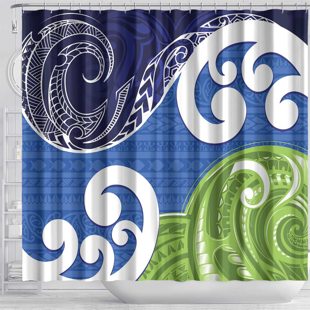 Southland New Zealand Shower Curtain Maori Koru Flag Color