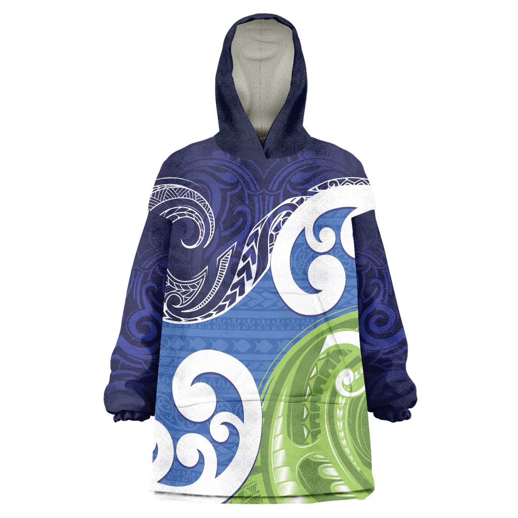 Southland New Zealand Wearable Blanket Hoodie Maori Koru Flag Color