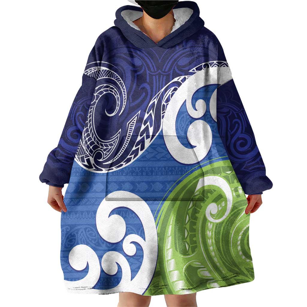 Southland New Zealand Wearable Blanket Hoodie Maori Koru Flag Color