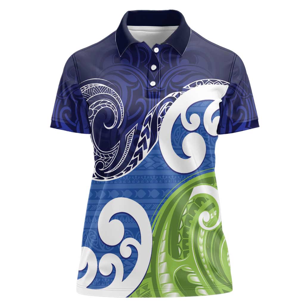 Southland New Zealand Women Polo Shirt Maori Koru Flag Color