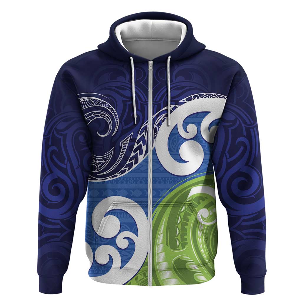 Southland New Zealand Zip Hoodie Maori Koru Flag Color