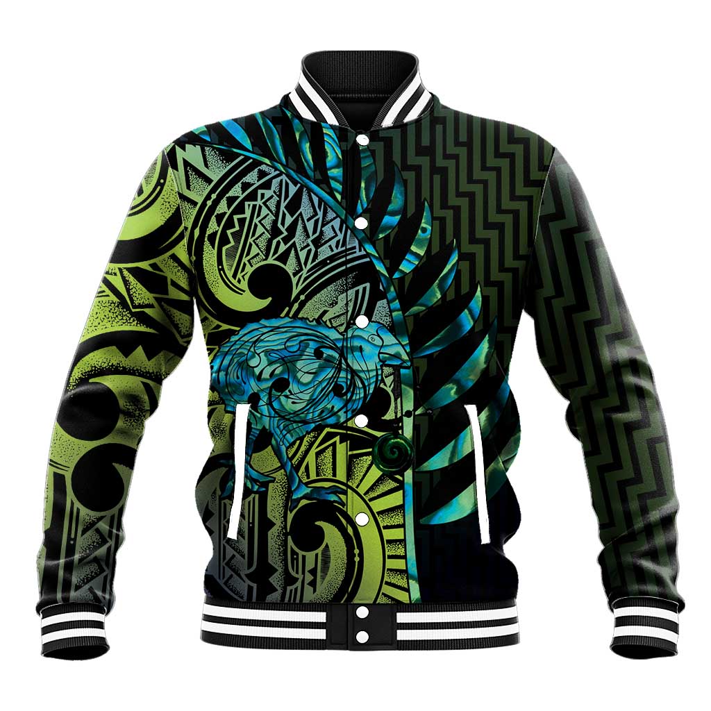 Southland Takehe Pounama Baseball Jacket Aotearoa Poutama Paua Shell Fern