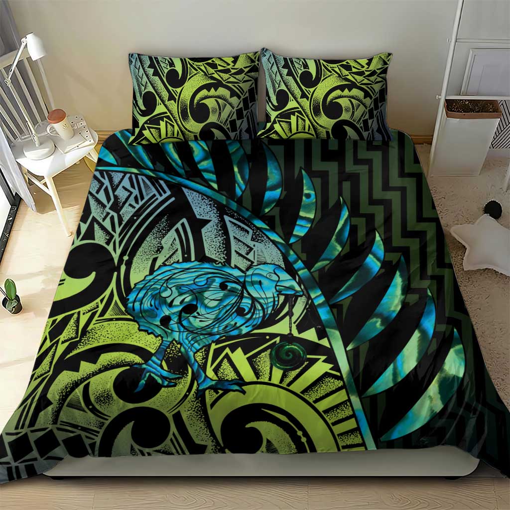 Southland Takehe Pounama Bedding Set Aotearoa Poutama Paua Shell Fern