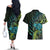 Southland Takehe Pounama Couples Matching Off The Shoulder Long Sleeve Dress and Hawaiian Shirt Aotearoa Poutama Paua Shell Fern