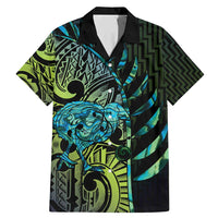 Southland Takehe Pounama Family Matching Mermaid Dress and Hawaiian Shirt Aotearoa Poutama Paua Shell Fern LT14 Dad's Shirt - Short Sleeve Black - Polynesian Pride