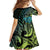 Southland Takehe Pounama Family Matching Off The Shoulder Long Sleeve Dress and Hawaiian Shirt Aotearoa Poutama Paua Shell Fern