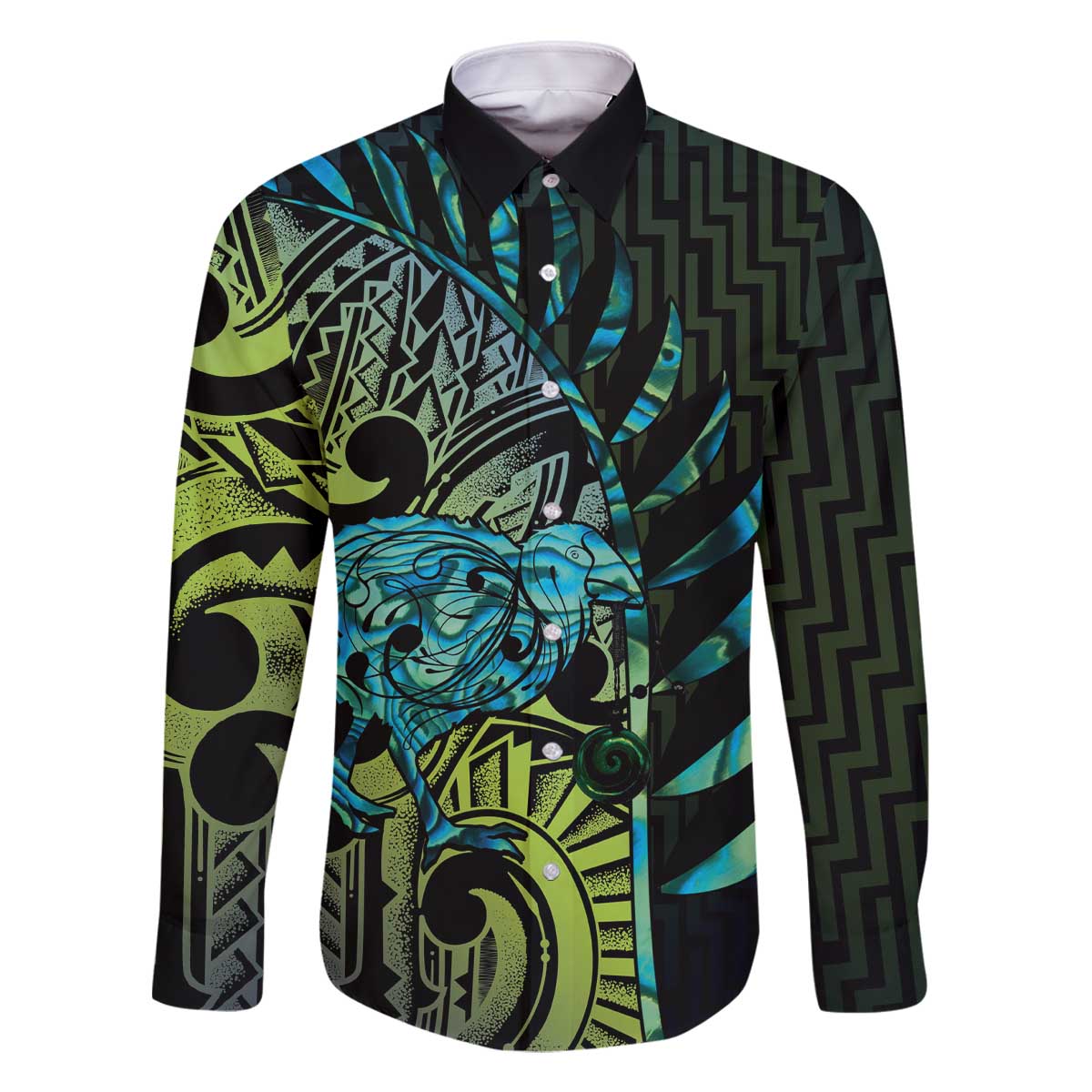 Southland Takehe Pounama Family Matching Off The Shoulder Long Sleeve Dress and Hawaiian Shirt Aotearoa Poutama Paua Shell Fern