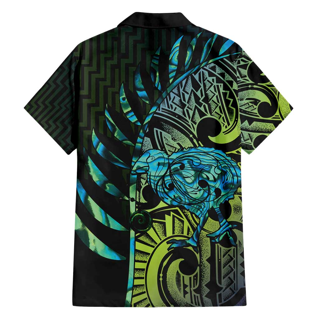 Southland Takehe Pounama Family Matching Off Shoulder Short Dress and Hawaiian Shirt Aotearoa Poutama Paua Shell Fern