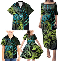 Southland Takehe Pounama Family Matching Puletasi and Hawaiian Shirt Aotearoa Poutama Paua Shell Fern LT14 - Polynesian Pride