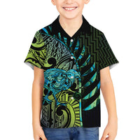 Southland Takehe Pounama Family Matching Puletasi and Hawaiian Shirt Aotearoa Poutama Paua Shell Fern LT14 Son's Shirt Black - Polynesian Pride