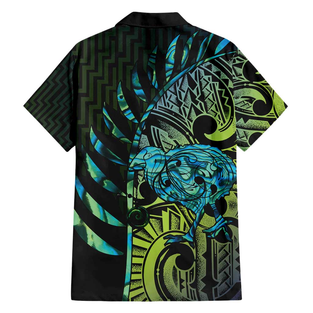 Southland Takehe Pounama Family Matching Short Sleeve Bodycon Dress and Hawaiian Shirt Aotearoa Poutama Paua Shell Fern LT14 - Polynesian Pride