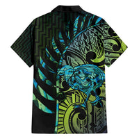 Southland Takehe Pounama Family Matching Short Sleeve Bodycon Dress and Hawaiian Shirt Aotearoa Poutama Paua Shell Fern LT14 - Polynesian Pride