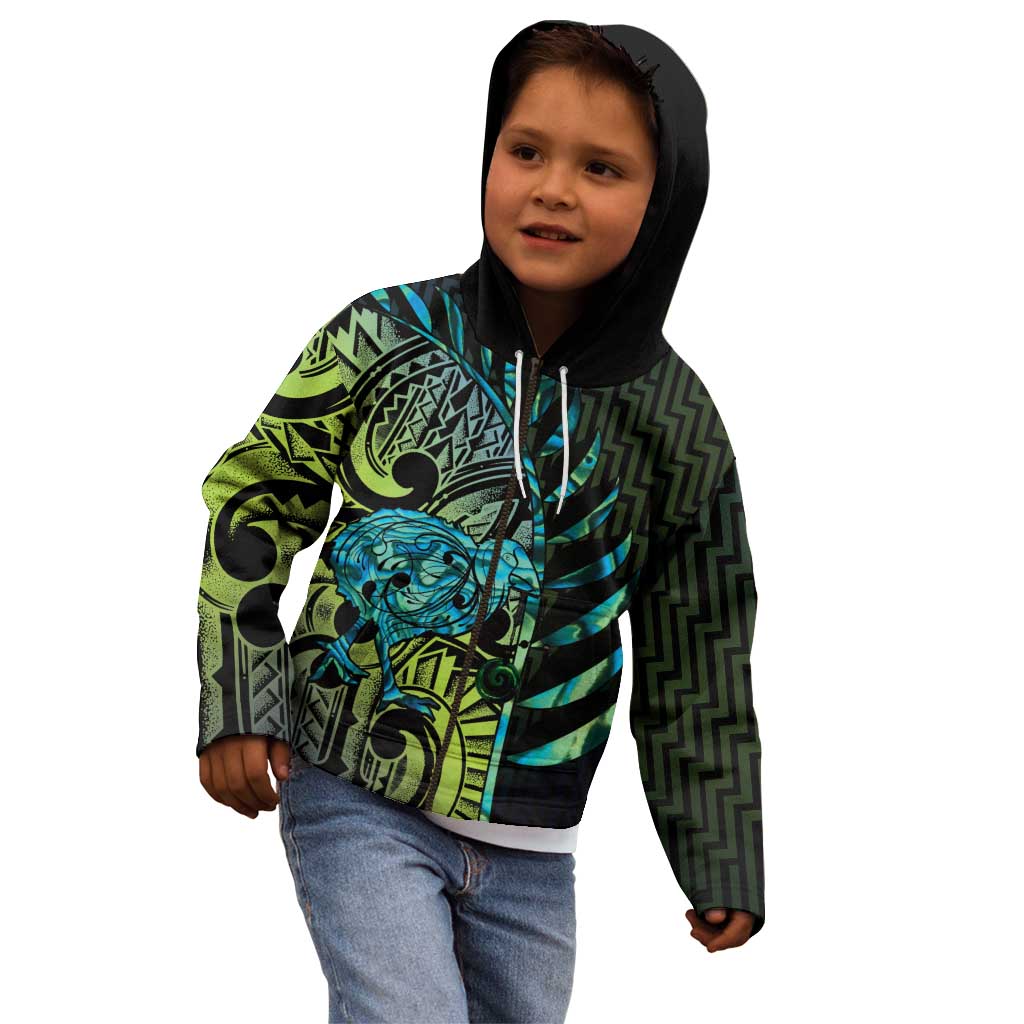 Southland Takehe Pounama Kid Hoodie Aotearoa Poutama Paua Shell Fern