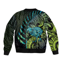 Southland Takehe Pounama Sleeve Zip Bomber Jacket Aotearoa Poutama Paua Shell Fern LT14 - Polynesian Pride