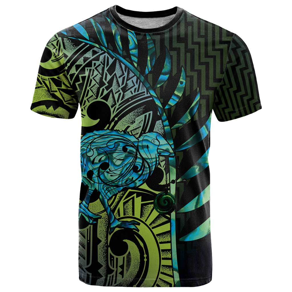 Southland Takehe Pounama T Shirt Aotearoa Poutama Paua Shell Fern LT14 Black - Polynesian Pride