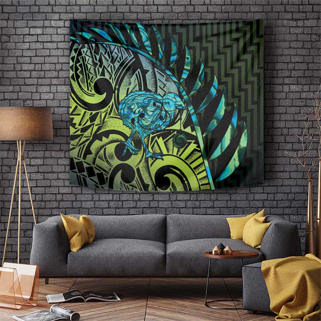 Southland Takehe Pounama Tapestry Aotearoa Poutama Paua Shell Fern