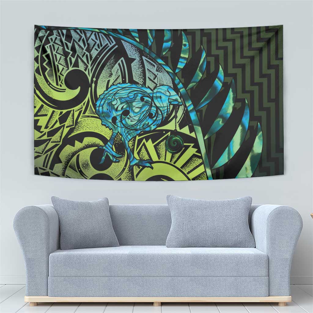 Southland Takehe Pounama Tapestry Aotearoa Poutama Paua Shell Fern