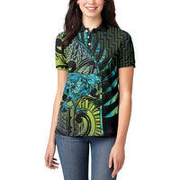 Southland Takehe Pounama Women Polo Shirt Aotearoa Poutama Paua Shell Fern
