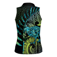 Southland Takehe Pounama Women Sleeveless Polo Shirt Aotearoa Poutama Paua Shell Fern LT14 - Polynesian Pride